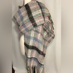 Modena Gray & Pink Plaid Shawl